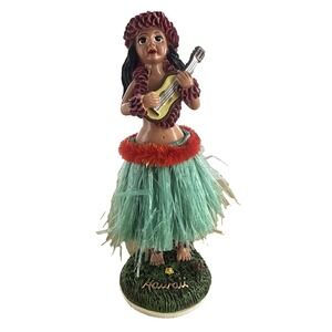 Vintage Souvenir Hula Girl Figurine Kauai Hawaii Ukulele Player Dancer Statue 6"